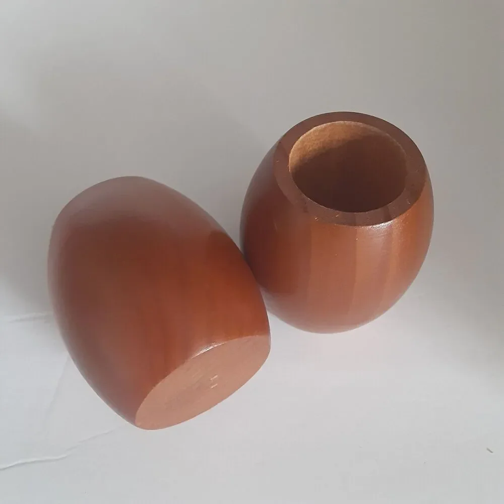 Vintage Wooden Candle Holders Japandi Scandinavian x 2